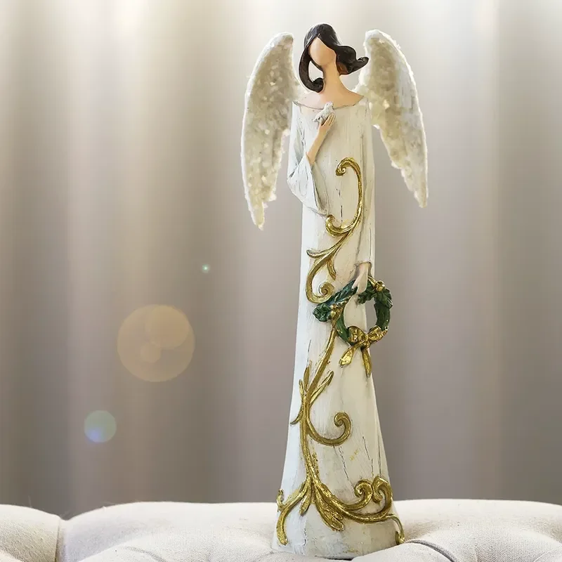 Christmas Decoration American Rural Pastoral Retro Vintage Gold Wreath Angel Ornament Niche Design Home Decor