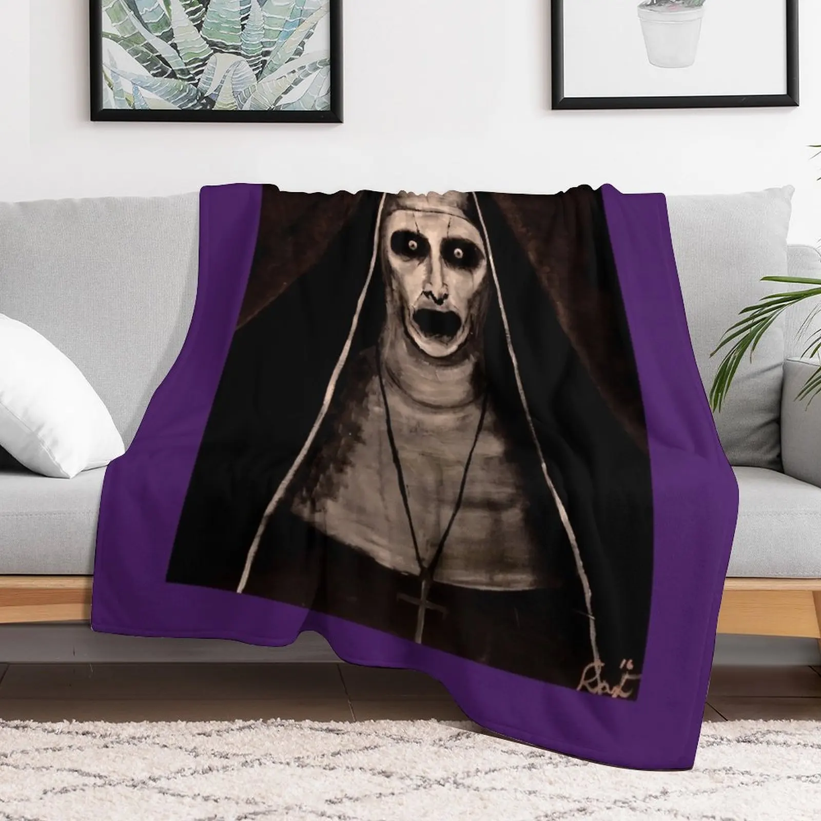 Demonic Sister Valak Photographic Print Throw Blanket for sofa Flannel Fabric Shaggy Blankets