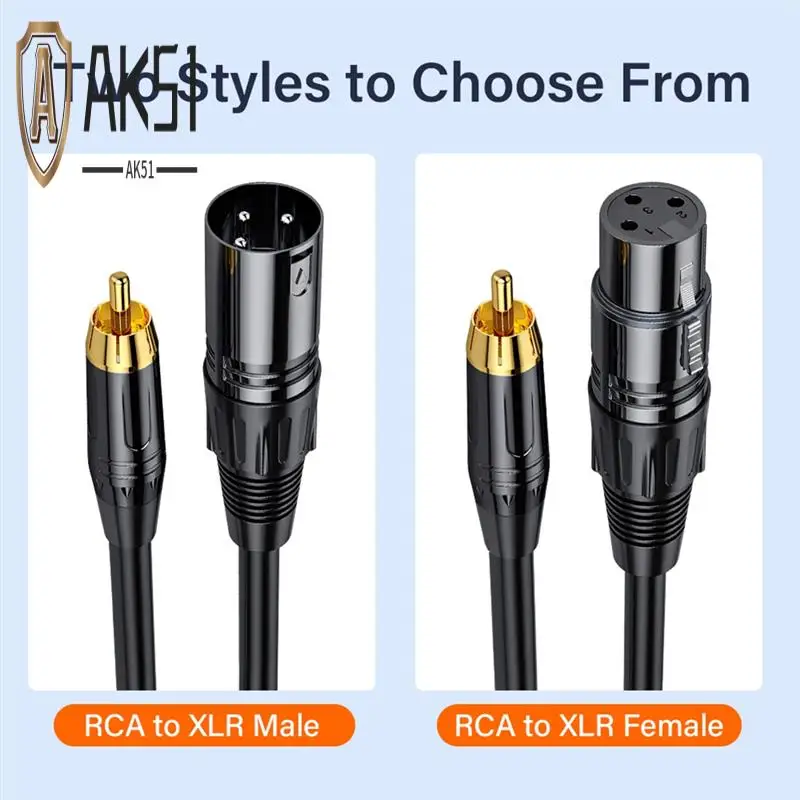 

Кабель AK51-RCA «папа», позолоченный соединительный кабель, коаксиальный экран, адаптер аудиокабеля XLR для микрофона 16,4 фута