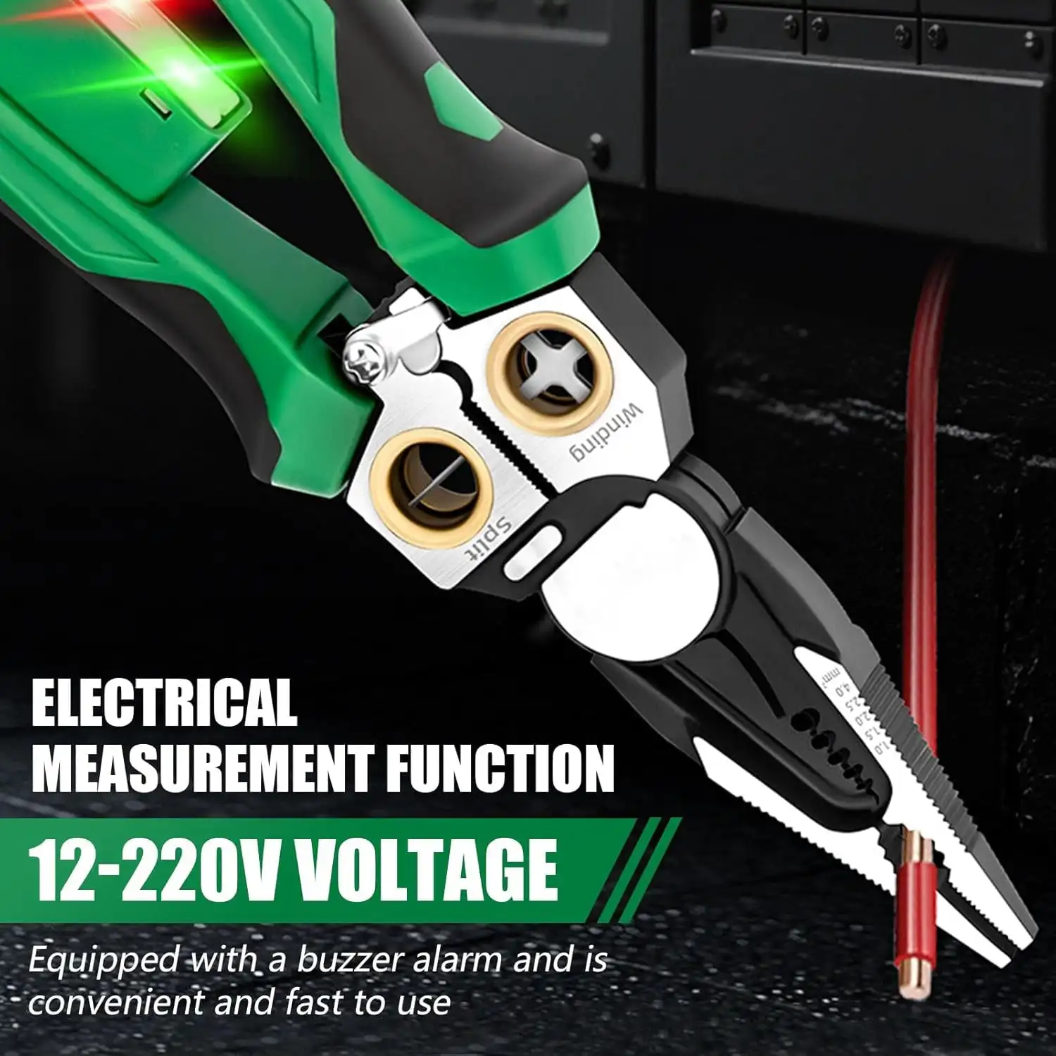 8-in-1 Wire Stripper with Voltage Tester, Multifunction Electrician Pliers for Cutting, Stripping, Crimping & 12-250V AC/DC Live Wire Detection - Professional Electrical Tool for Home, Car, HVAC
