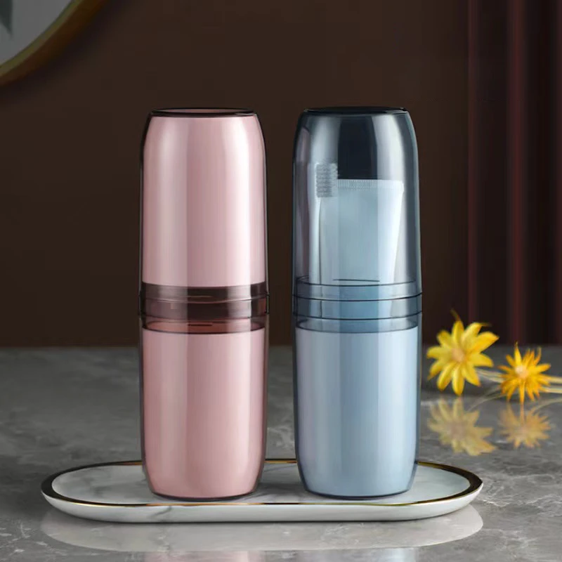 2/4 كوب صندوق تخزين فرشاة الأسنان المحمولة كأس غسول الفم معجون الأسنان حامل أدوات الزينة لوازم السفر منظم الحمام المدمج