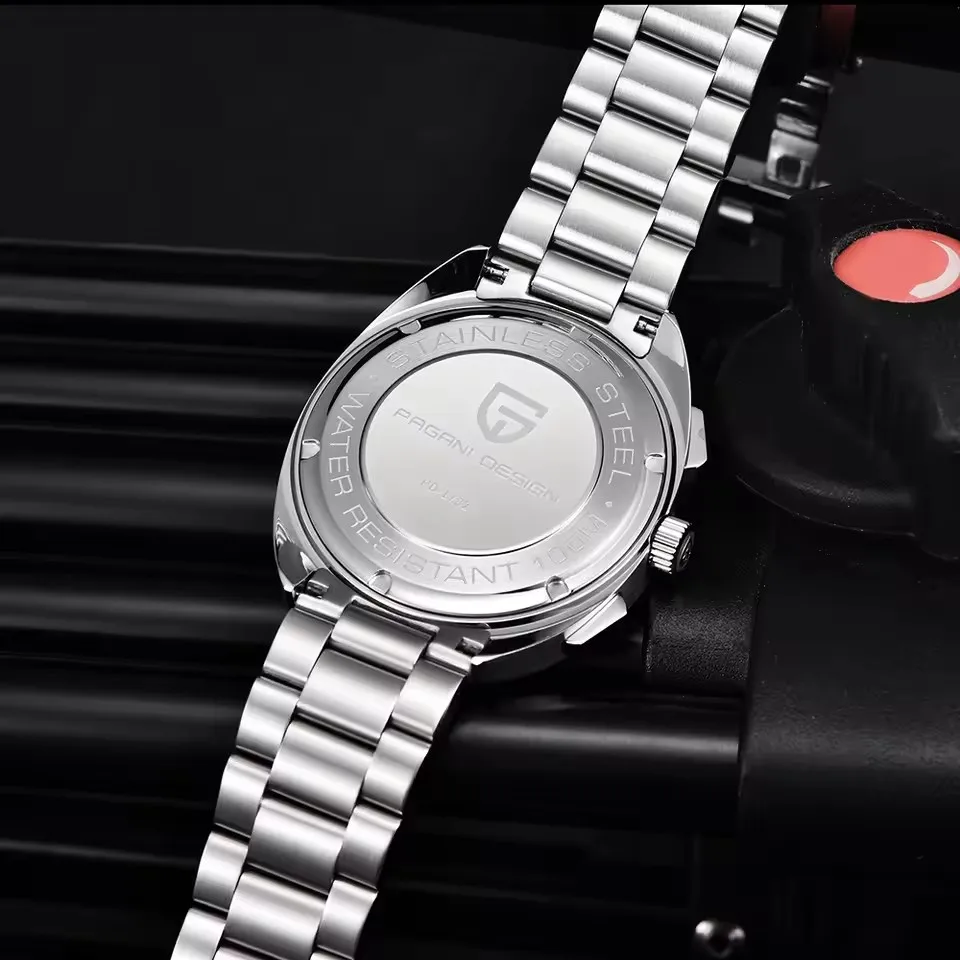 PAGANI DESIGN 2026 New Panda Dial Quartz Men watch Japan VK63 Movt Waterproof Watch Sapphire 316L All Steel Luxury Chronograph