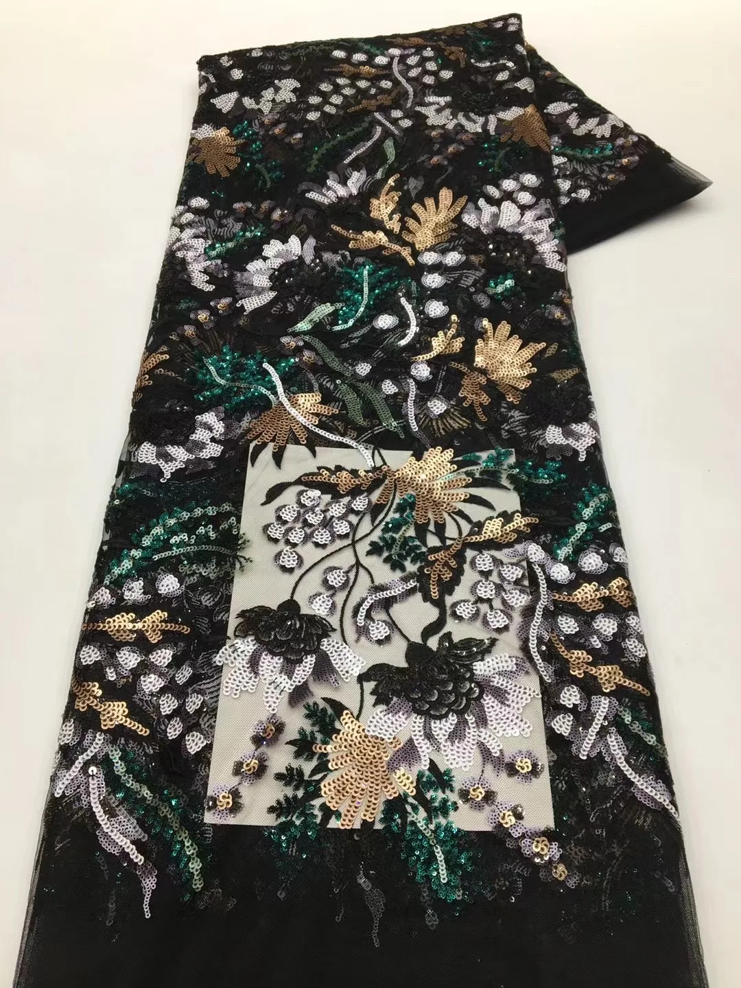 

(5yards/pc) High quality embroidered French sequins net lace multicolored African party tulle lace fabric for dress FSS009