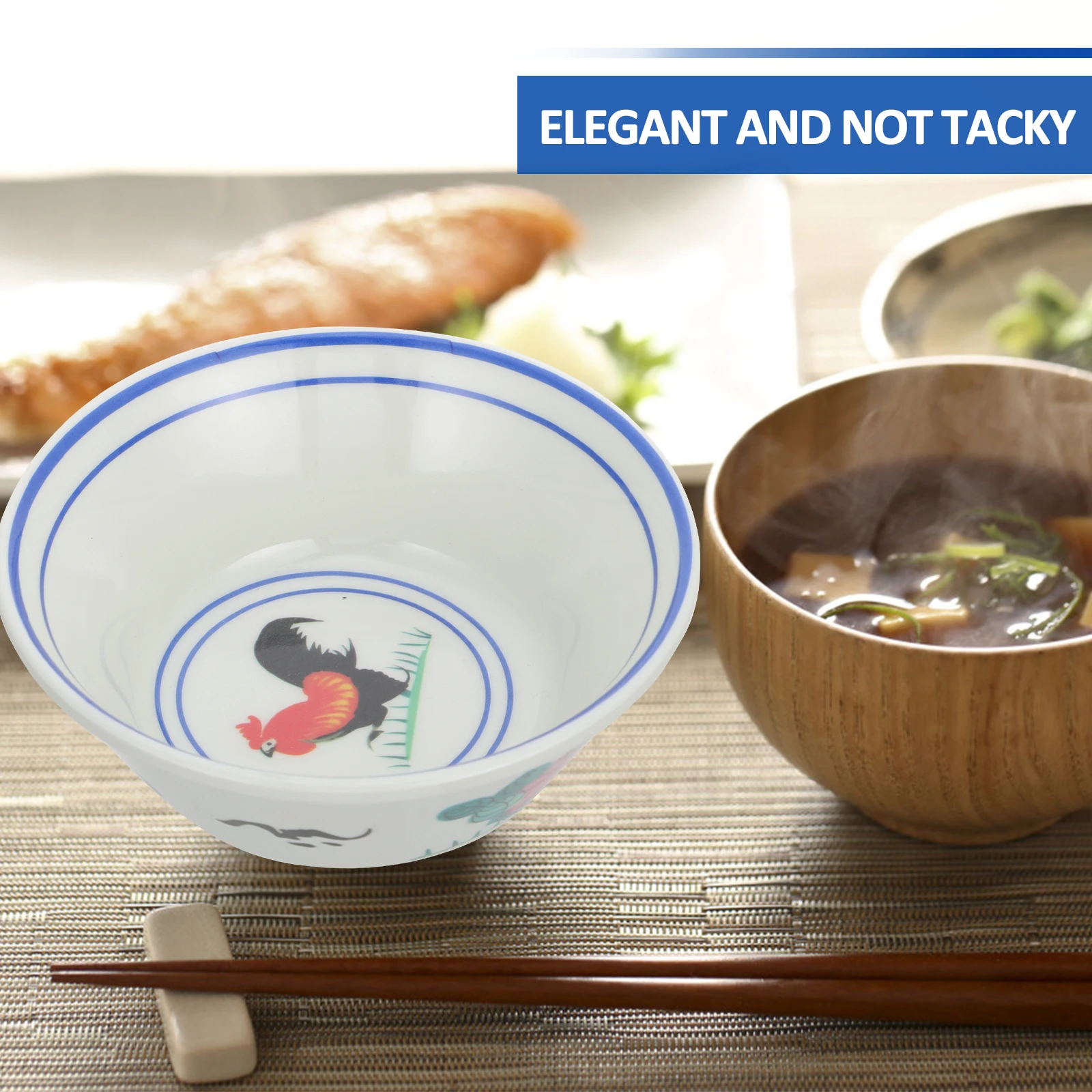 

Retro Chicken Bowls Melamine Food Container Vintage Rice Bowl Restaurant Tableware Smooth Edge Family Party Camping