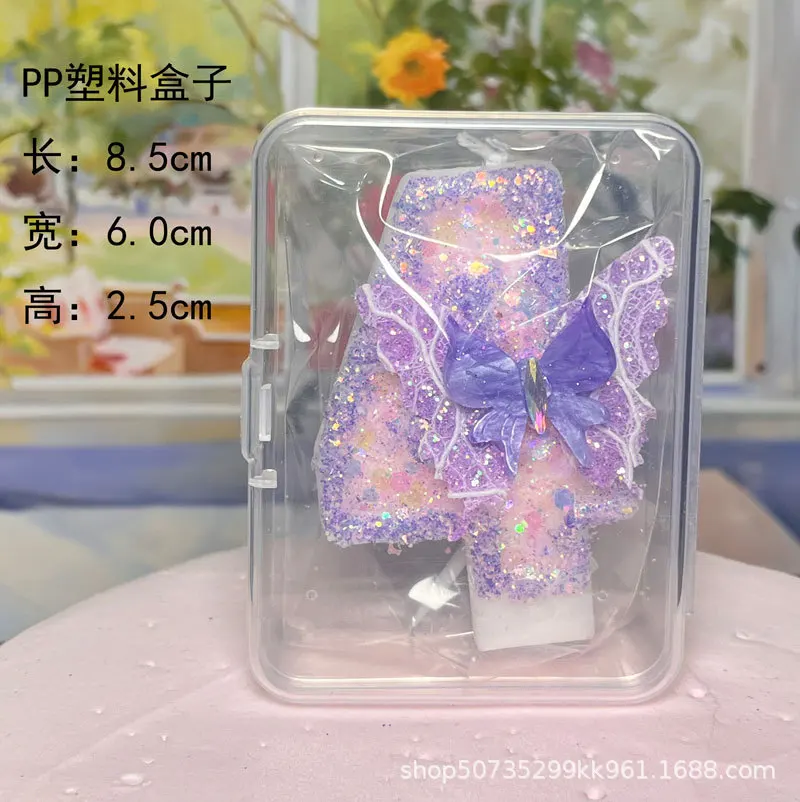 Anniversary Birthday Pink Purple Gradient Butterfly Candle Handmade Creative Birthday Number Cake Decoration Candles