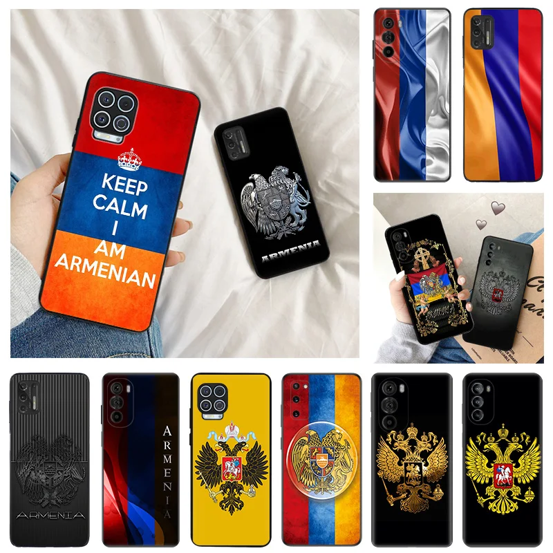 Ultra Thin Black Phone Case for Motorola G9 Edge 20 30 40 G50 G51 G60 G71 G22 G32 G52 G72 G53 G73 Russia Armenia Flag Cover