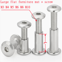 1-10PCS M3 M4 M5 M6 M8 M10 304 Stainless Steel large flat hex  furniture nut with screw Rivet Connector Insert Joint Sleeve Nut