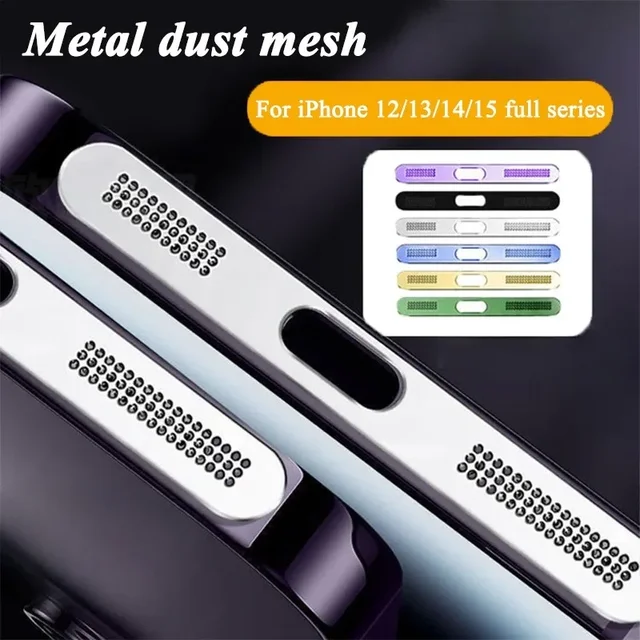 Metalowa siatka przeciwpyłowa do iPhone'a 12 13 mini 14 15 16 Plus Pro Max Ochrona głośnika Port ładowania Odporne na zarysowania, pyłoszczelne akcesorium