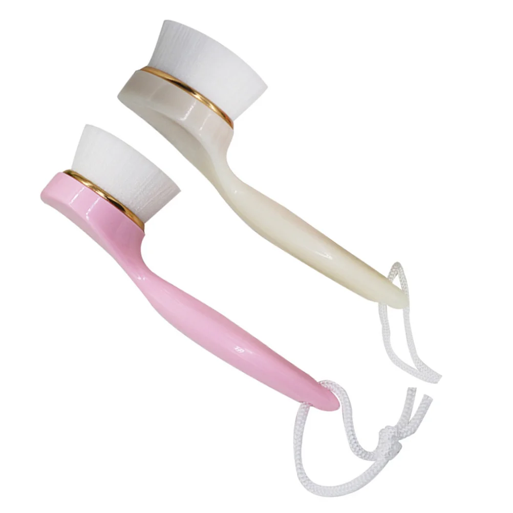 2 قطعة فرشاة تنظيف الوجه بمقبض طويل أداة تنظيف الوجه اليدوية لتقشير عميق المسام إزالة الرؤوس السوداء غسل السفر المنزلي