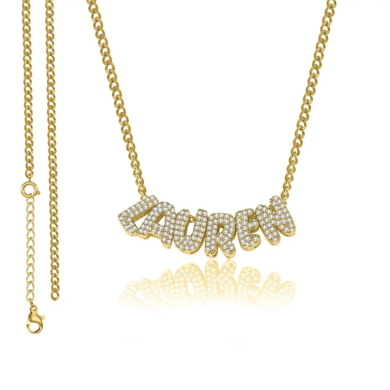 Bubble Letter Necklace Custom 3D Bubble Letters Name Pendant Necklace for Women Balloon Initial Necklaces Personalized Jewelry