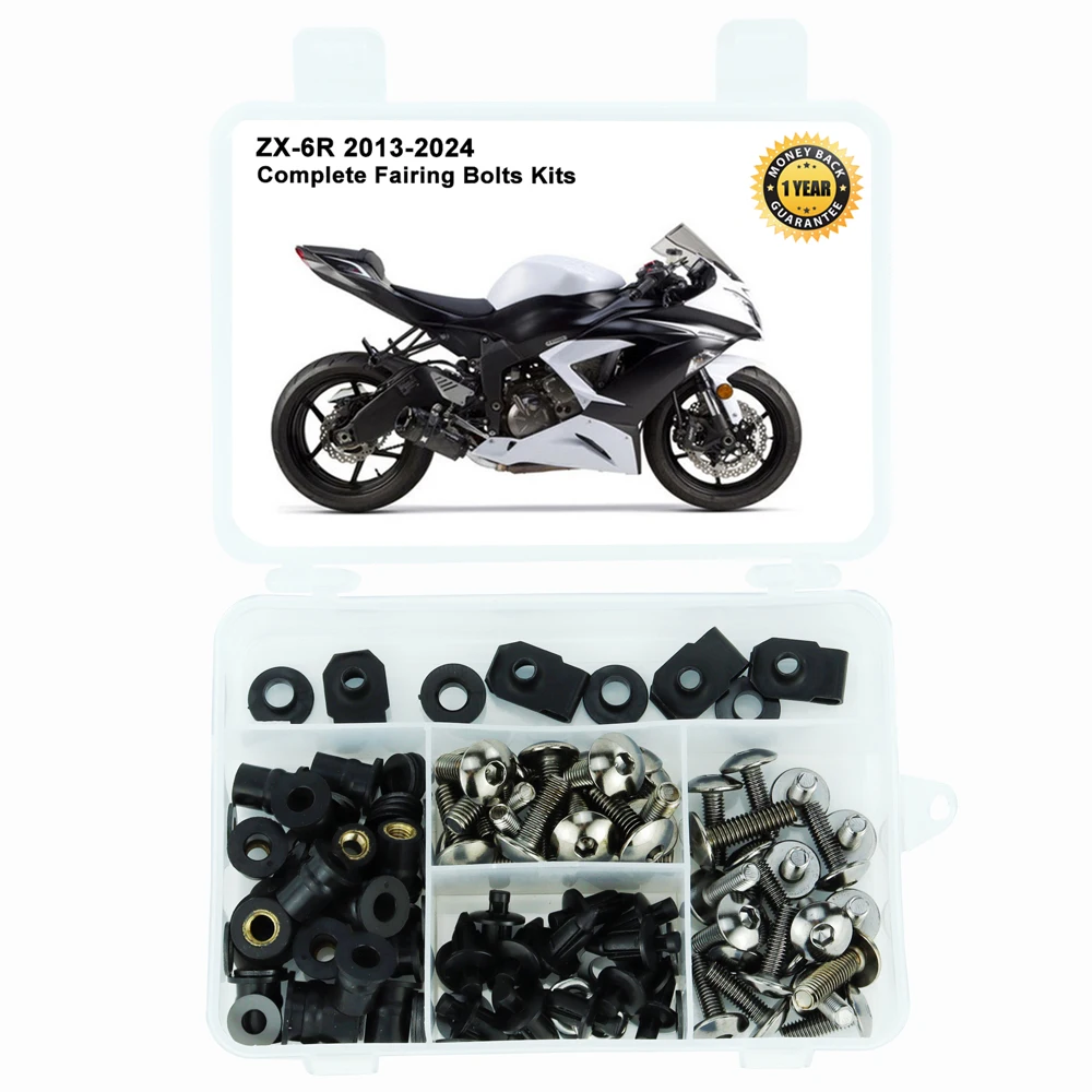 

For Kawasaki ZX-6R 2013 2014 2015 2016 2017 2018 2019 2020 2021 2022 2023 2024 Motorcycle Complete Full Fairing Bolts Kit Steel