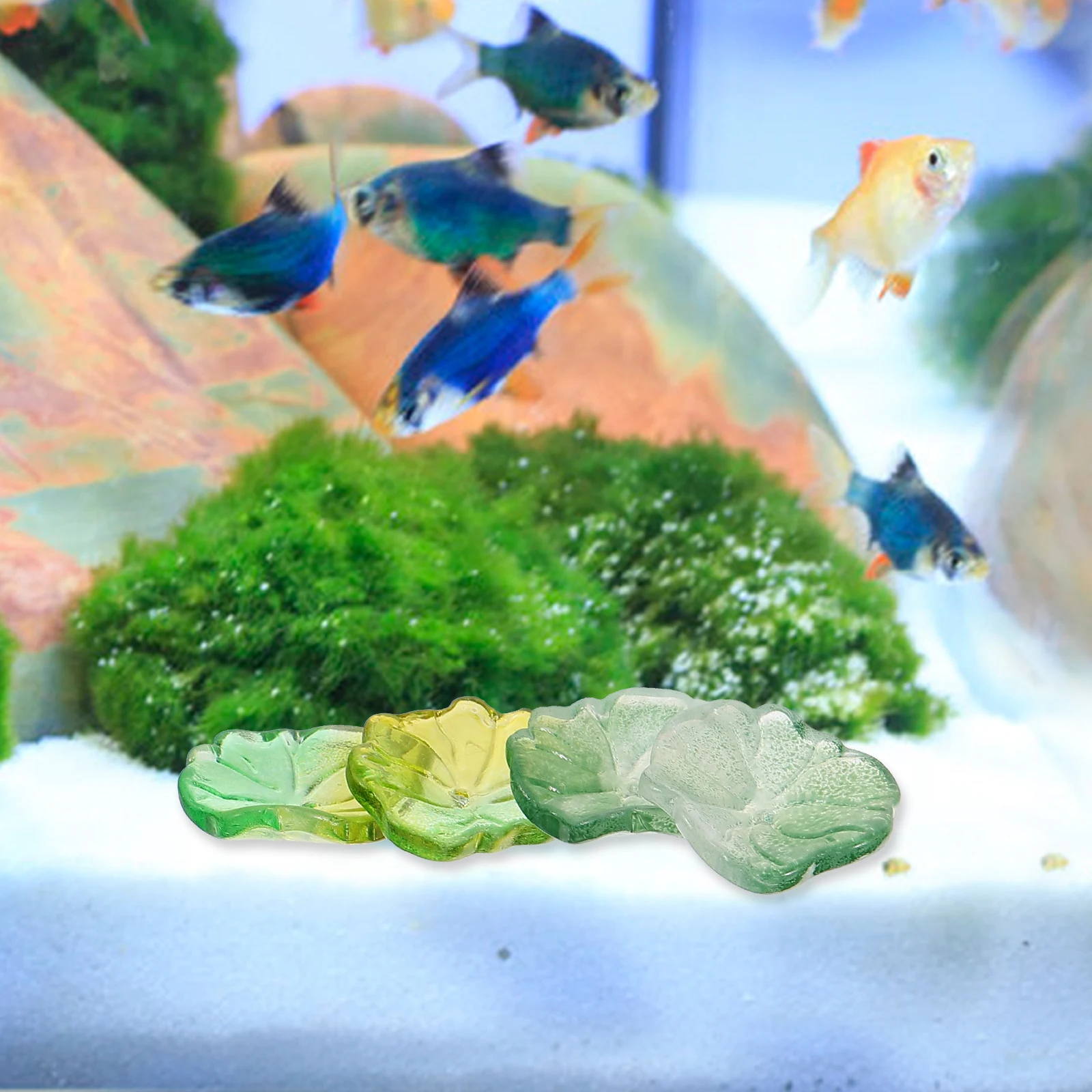 

50pcs Glazed Lotus Simulation Lotus Leaves Leaves 22x24mm Mixed Color Artificial Decor Fish Tank Garden Accessories DIY Supply
