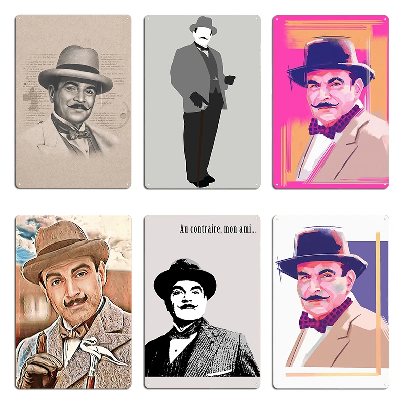 Hercule Poirot Metal Plaque Poster pub Garage Plaques Wall pub Design Tin sign Poster