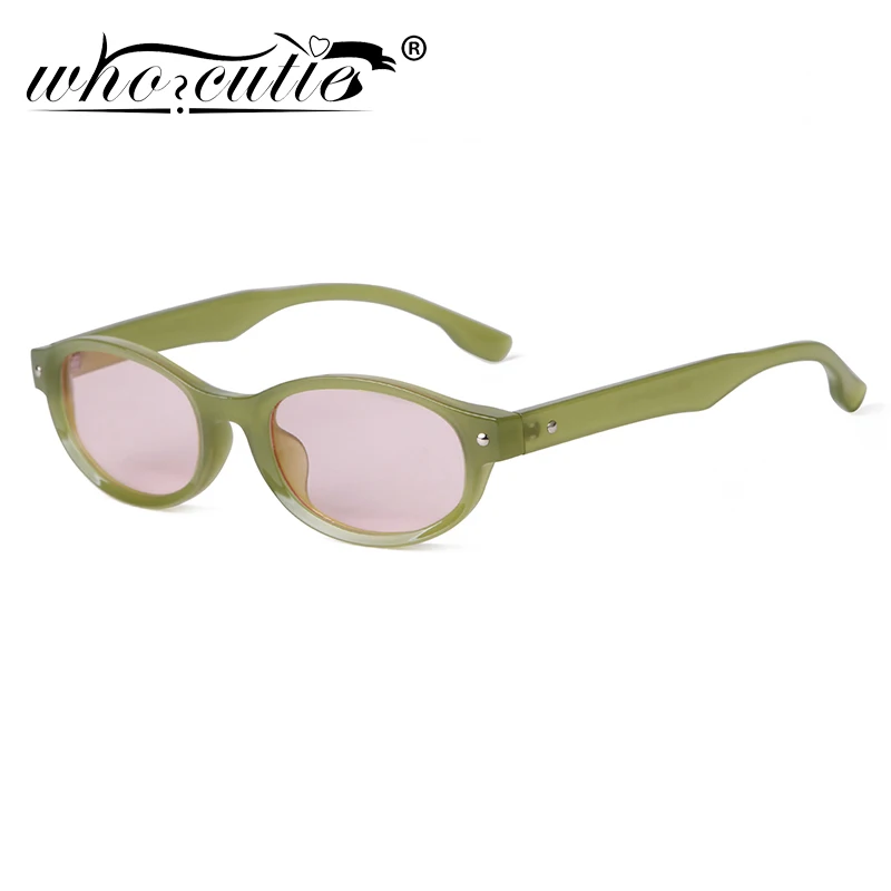 Quem CUTIE-Cat Eye Óculos de Sol para Homens e Mulheres, Moldura Verde, Lente Rosa, Retângulo Sombra, Marca Eyewear, Marca Feminina, UV400