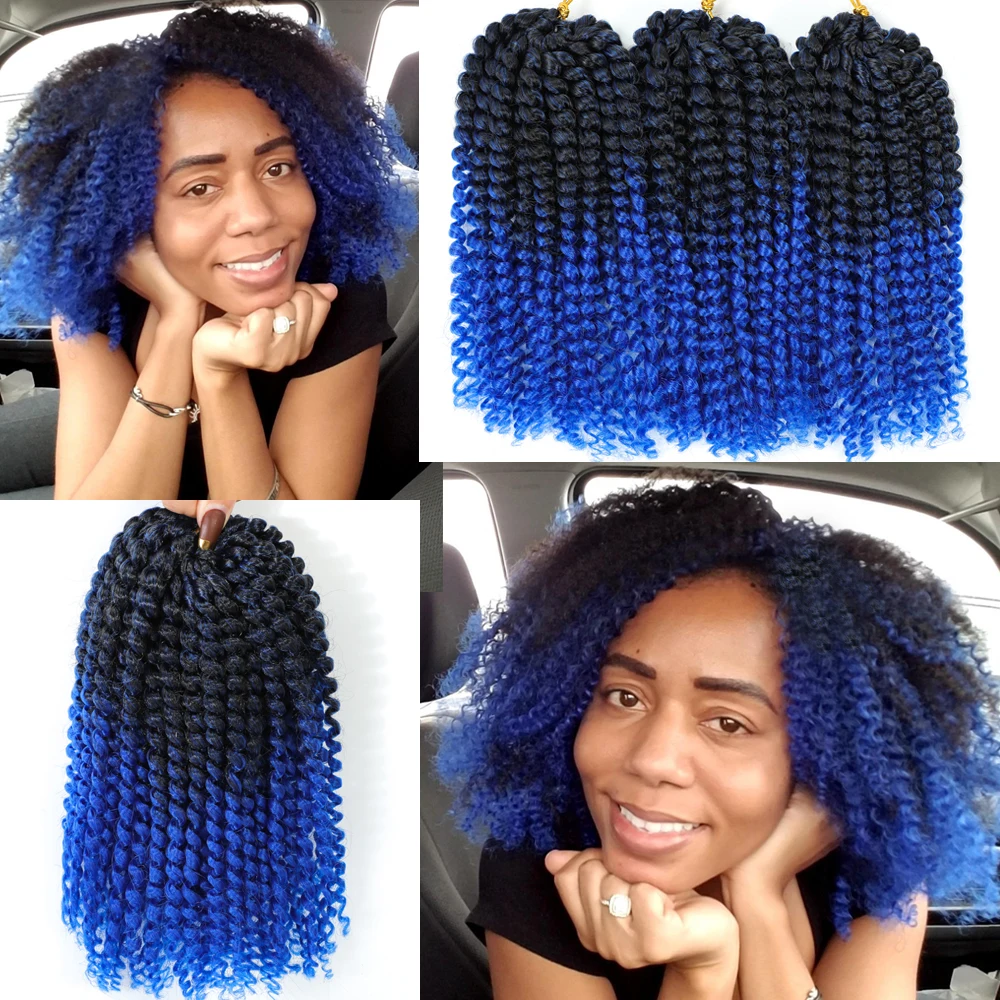 

8 12-дюймовые короткие волосы Passion Twist Marlybob Вязание крючком Косы Джерри Керл Вязание крючком Плетение волос Афро Кудрявые вьющиеся косы Волосы