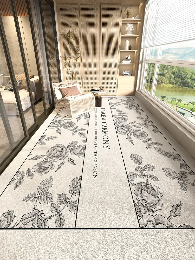 

Retro Balcony Waterproof Anti Slip PVC Mat Kitchen American Sle Waable Carpet Easy to Clean Non Slip Floor Rug Home Decor