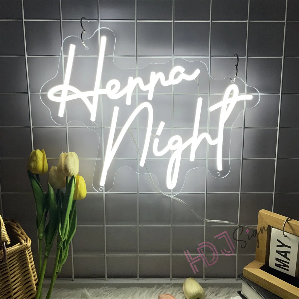 LED Henna Night Neon Sign Custom Wedding Party Marry Neon Sign USB Led Light Bedroom Art Wall Decoration Estetyczna lampa