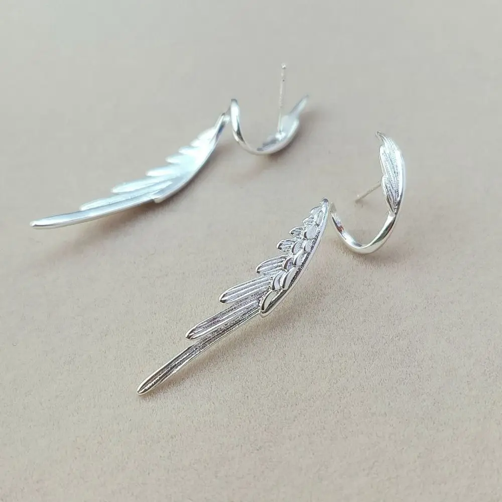 Vintage Alloy Ear Clips Wings Shape Elegant Ear Accessories Korean Style Silver Color Elf Ear Cuff Women