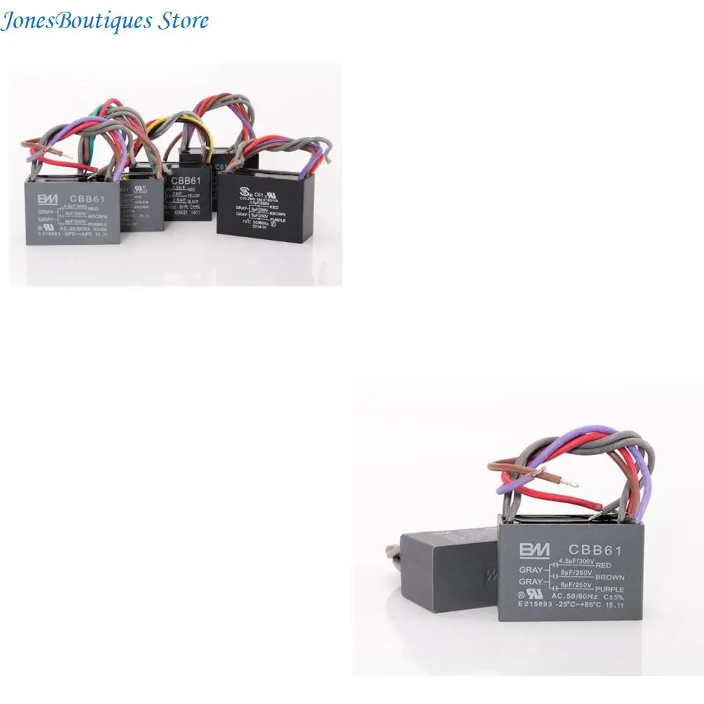 CBB61 4.5+6+5UF 4.5+6+6UF 5+5+5UF 4+4+2.5UF 4+5+6UF 5 Wire 250V Ceiling Fan Capacitor Replacement for Ceiling Fan W8KE