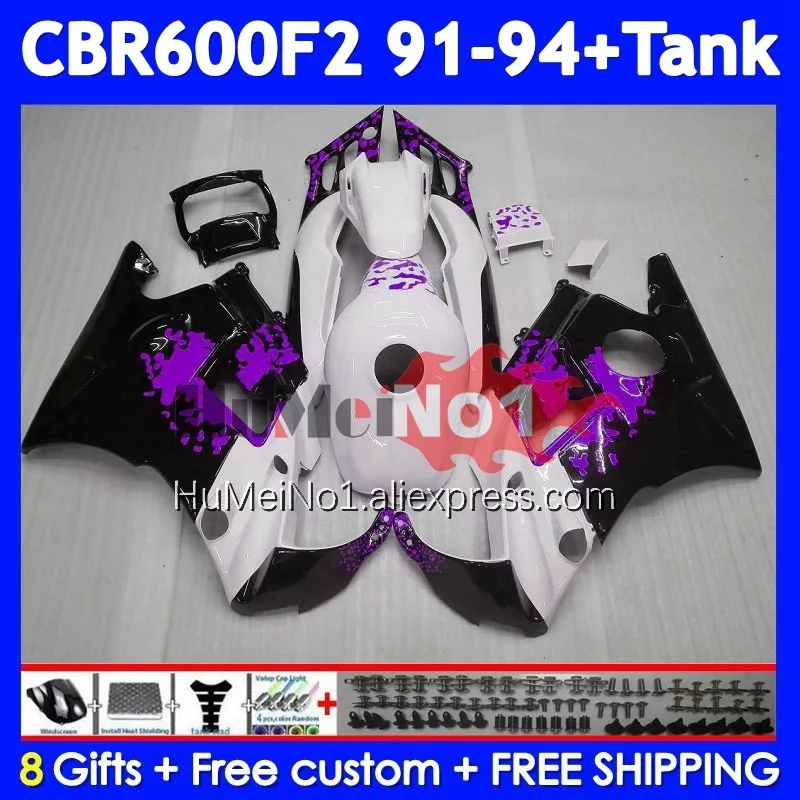 Body+Tank For HONDA CBR 600F2 600 F2 CBR600F2 91 92 93 94 Blk purple 37No.198 CBR600FS CBR600 F2 FS 1991 1992 1993 1994 Fairing