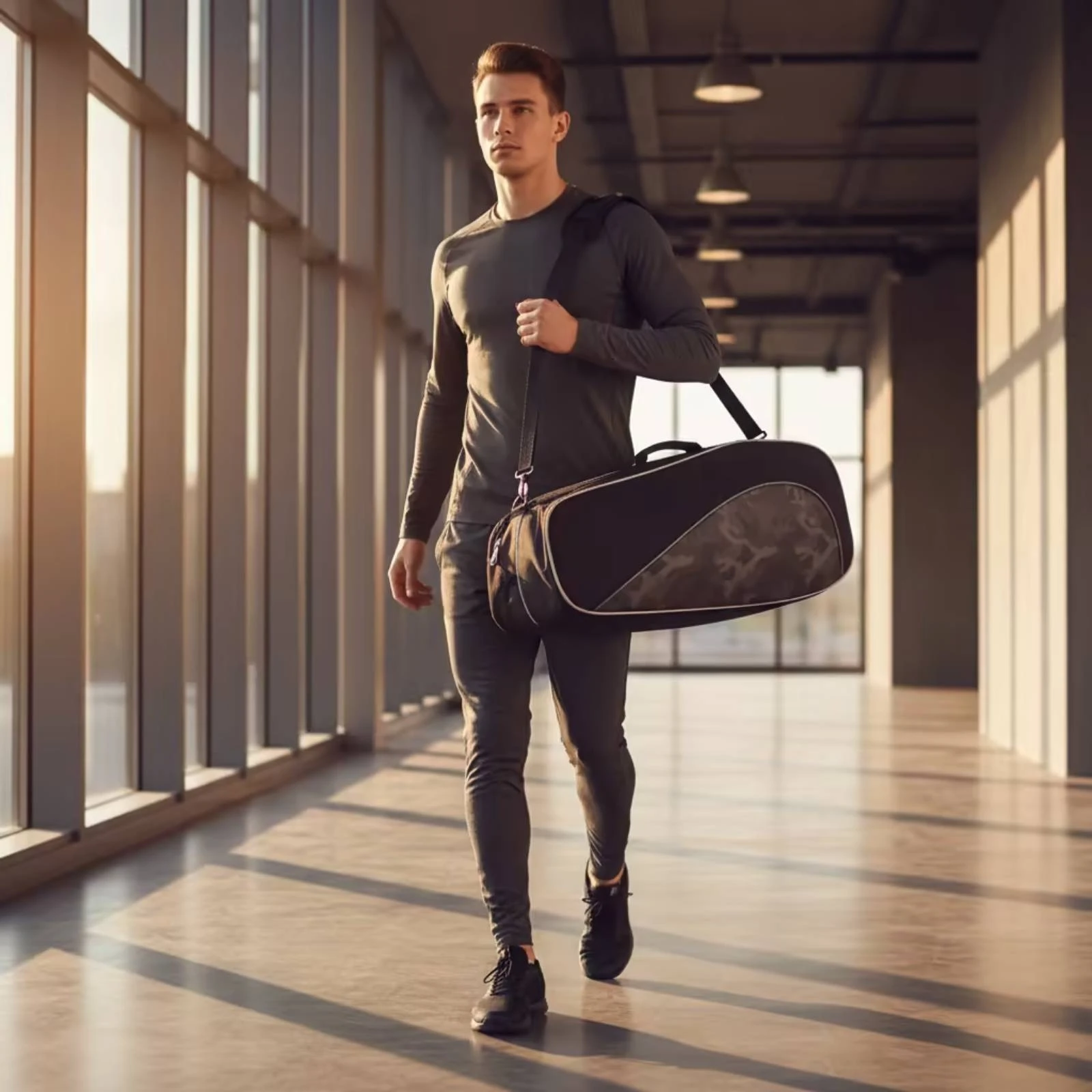 Racket Bag with Shoe Compartment Adjustable Tennis Bag with Shoe Compartment Long-Lasting Portable for Sports Training