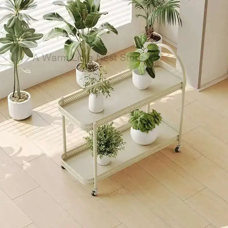 

Mobile Flower Rack Balcony Living Room Indoor Floor Iron Multi-layer Flower Pot Rack Plant Placement Shelves Outdoor Furniture