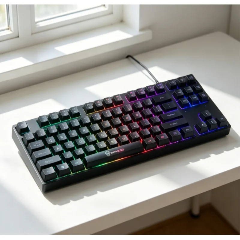 

SHIPADOO K87 Mechanical Feel 87-Key Gaming Keyboard Wired for Notebook Lightweight Silent Mini Film Switch External Accessory