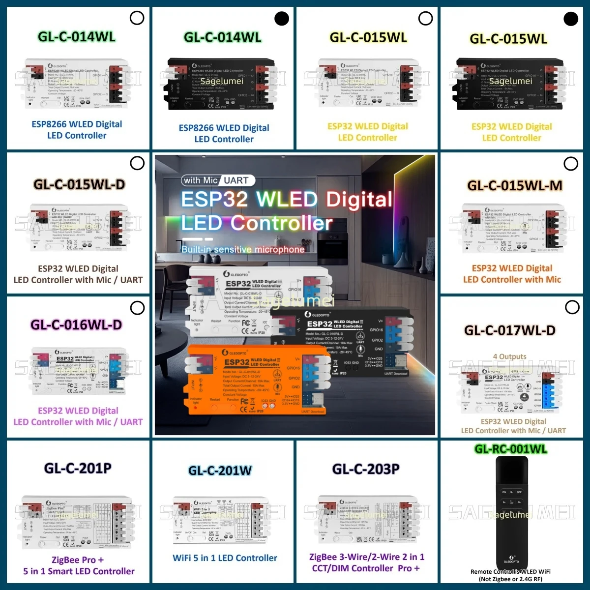 

Zigbee 3.0 WiFi LED PWN DIM CCT RGB RGBW RGBCT Светодиодный контроллер с датчиком жестов Триггерный переключатель Контроллер светодиодных лент 5 в 1