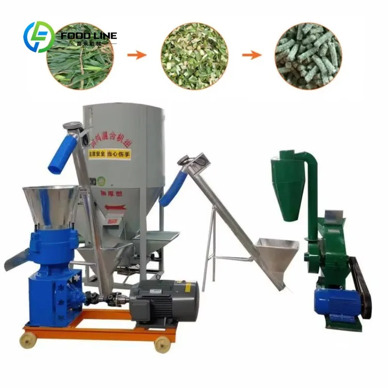 Customized 1Ton/h Feed Line Full Animal Chicken Cow Cattle Rabbit Feed Pellet Machine Production Line for Farm Poultry Livestock