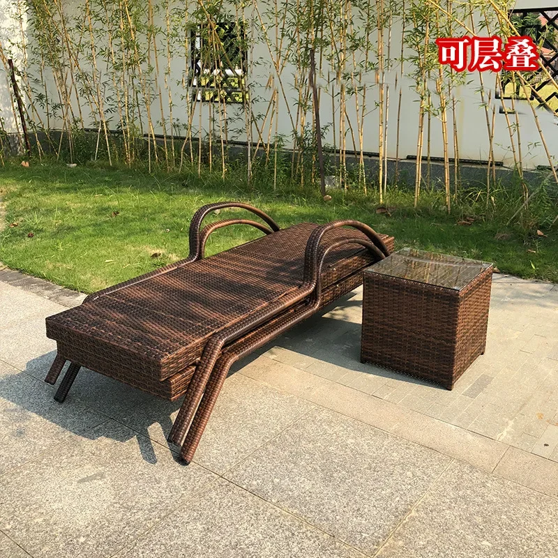 Courtyard Outdoor Beach Loungers Hotel Outdoor Rattan Villa Swimming Pool Resort Loungers