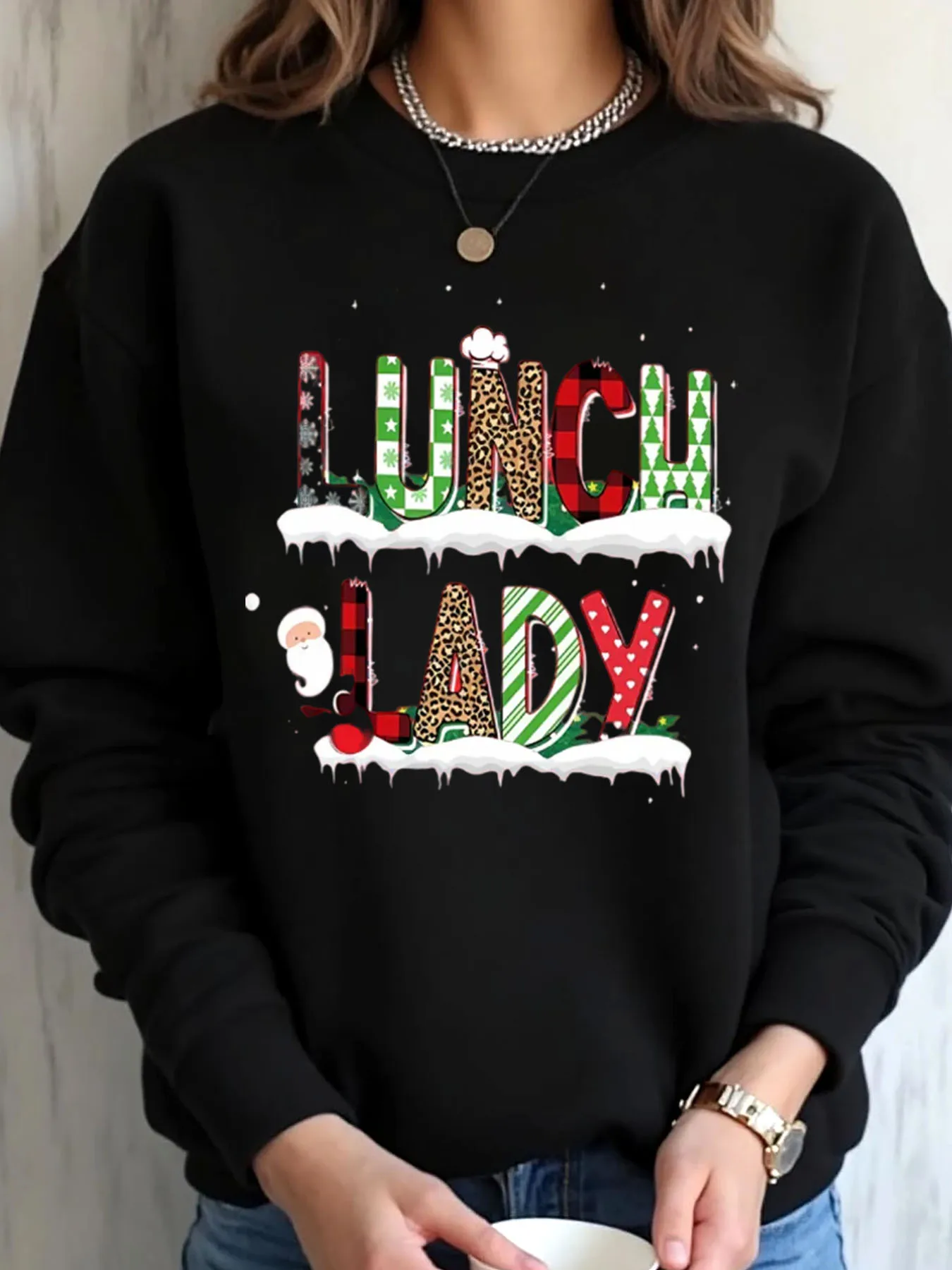 

Женская толстовка большого размера с рождественским обедом и женским принтом, уличная одежда