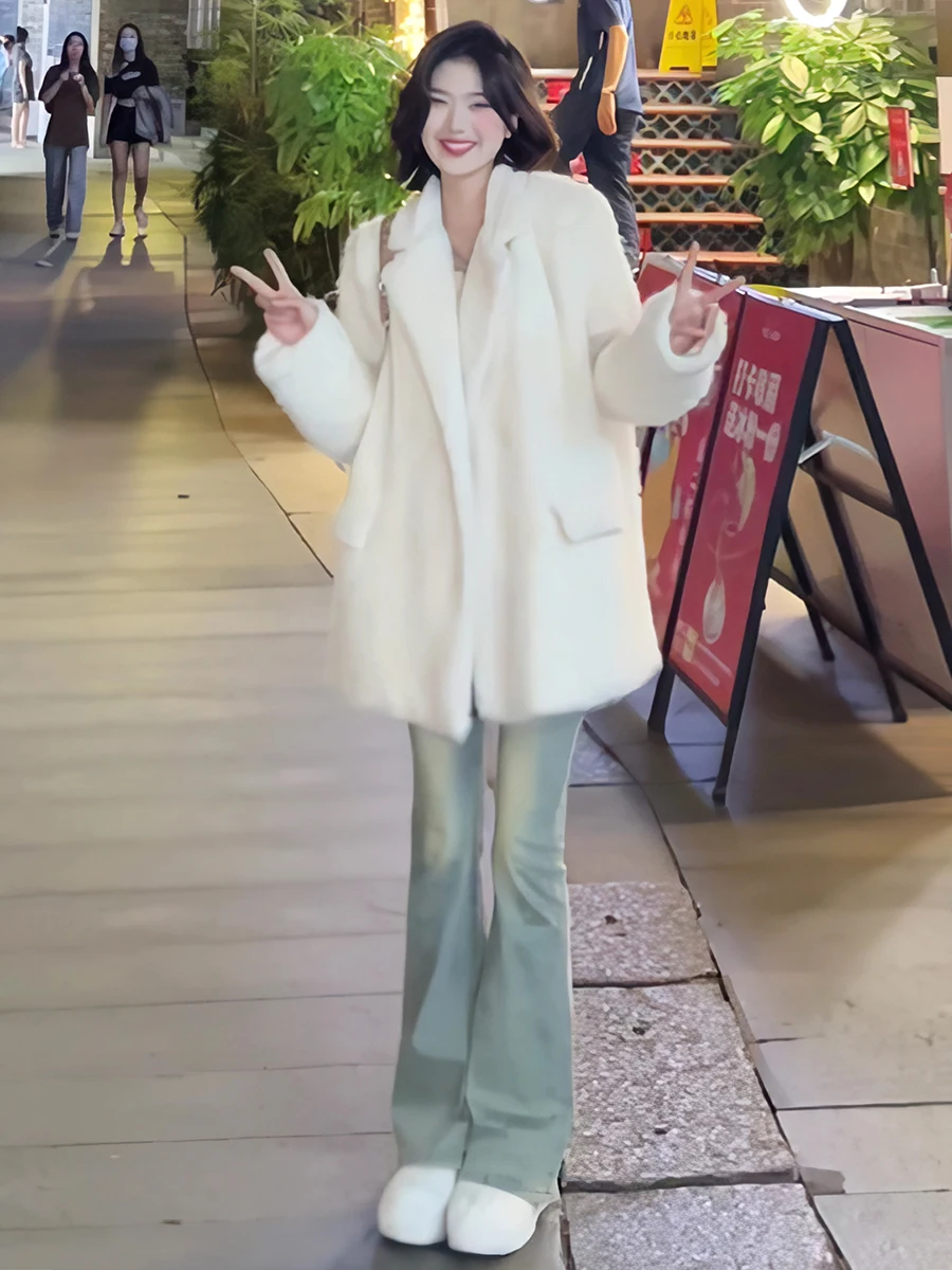 

Lamb Wool Jacket Long Women Woman Clothing Apparel Garment Vestment Attire Outfit Ensemble Costume Dress Wardrobe Array Neutral