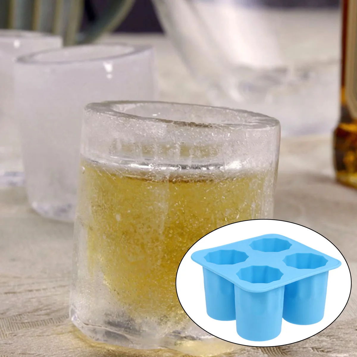 

4 Cup Silicone Ice Tray Blue Flexible Soft Safe Eco Friendly Mold Maker for DIY Ice Candy Jelly Pudding Chocolate