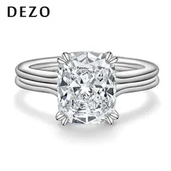 4.0ct Cushion Cut Moissanite Engagement Rings For Women VVS1 D Color Solid 925 Sterling Silver Anniversary Fine Jewelry