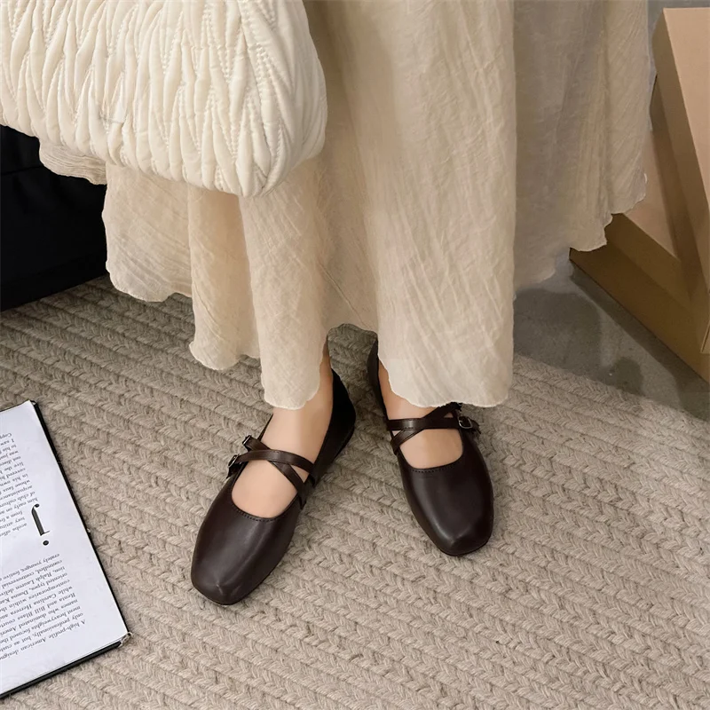 Spring/Summer Elegant Retro Mary Jane Casual Flat Shoes New Fashion Soft Comfortable Ballet Shoes Women Chaussure Femme