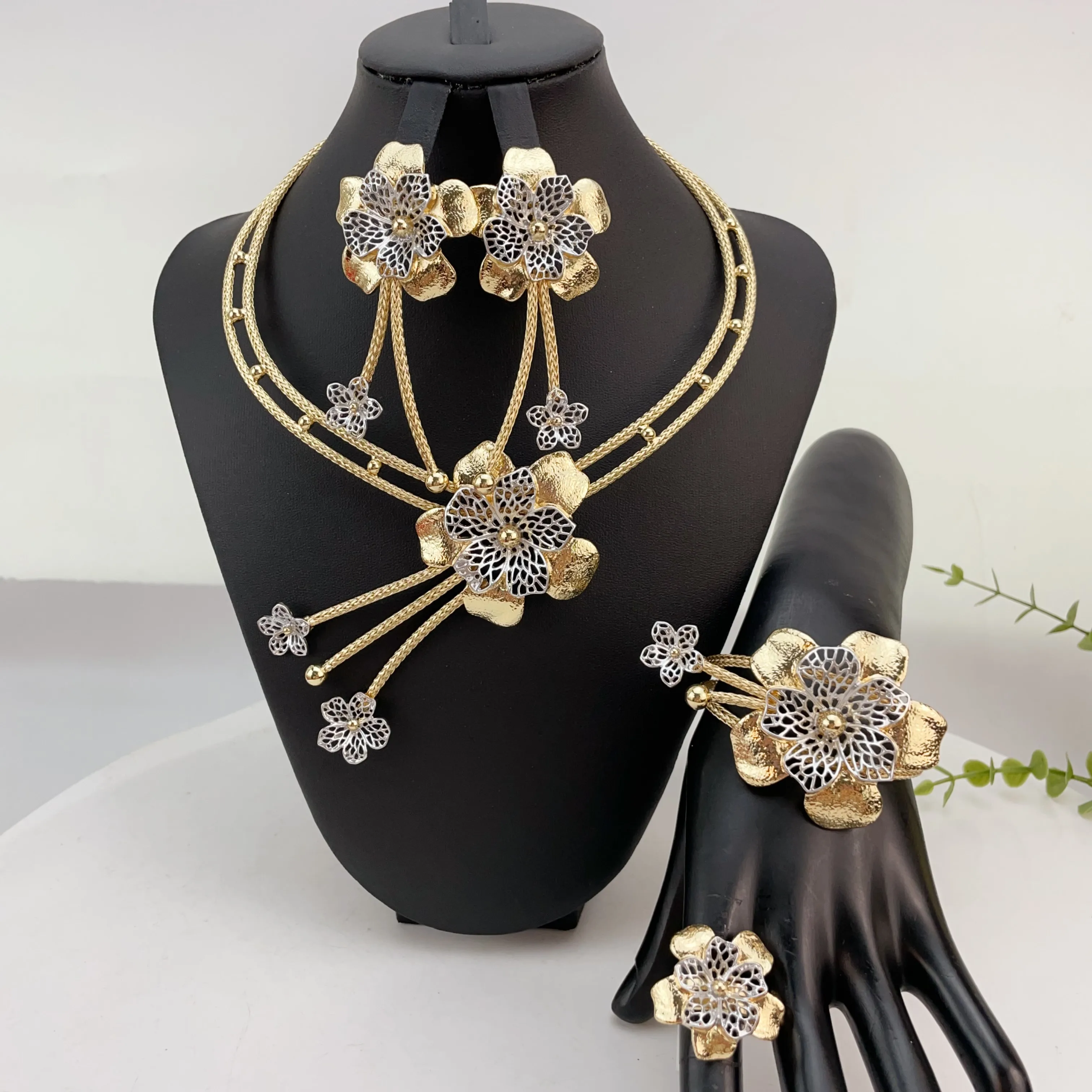 

Новейшее бразильское изысканное красивое ожерелье ручной работы, аксессуары для свадебной вечеринки, модный женский комплект ювелирных изделий FHK23933