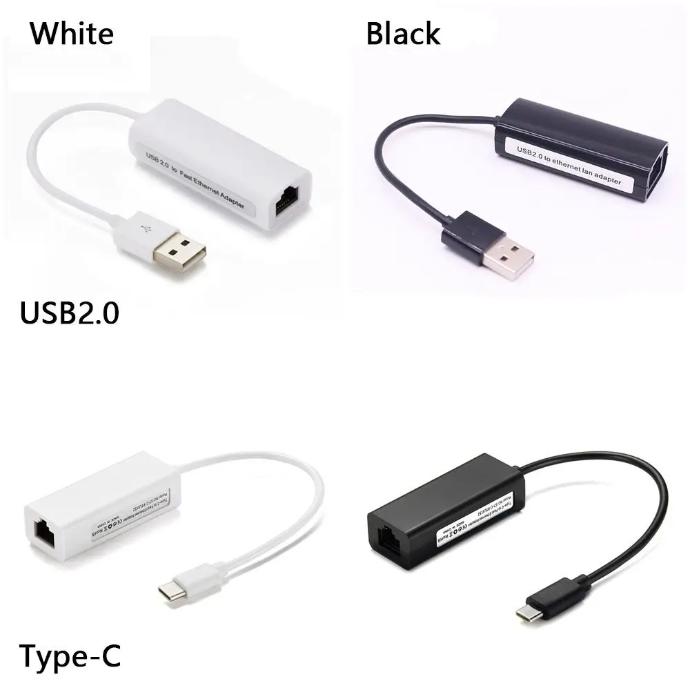 Periferal Komputer USB 2.0 ke RJ45 Komputer & Kantor Tipe-C ke RJ45 Konverter Kabel Jaringan Hub USB Adaptor Jaringan