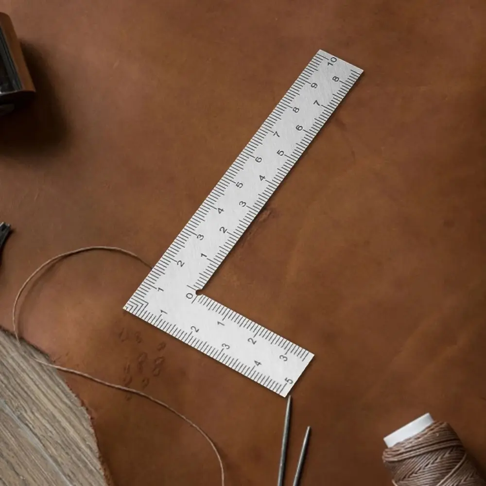 Mini Stainless Steel L-shaped Ruler High Precision Double Sided Right Angle Ruler Thickened 90 Turning Measuring Ruler
