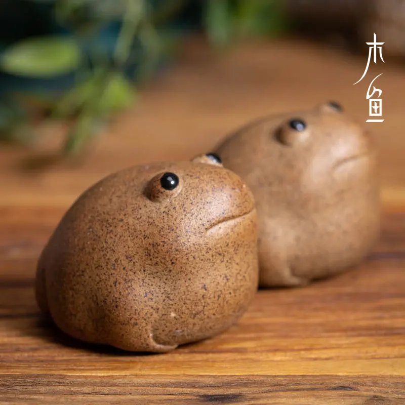 

Coarse Pottery Big Eyes Lucky Frog Tea Pet, Zen Gongfu Tea Set, Jin Chan, Handmade Chinese Animal, Cute, Modern, Home Decor