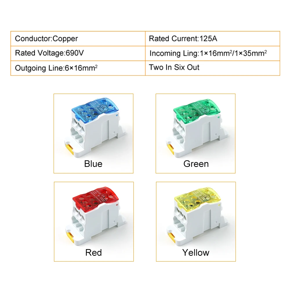 125A UKK Series Fast Distribution Box Large Current One into Multiple Branch Din Rail Terminal Block Junction Box Wire Connector