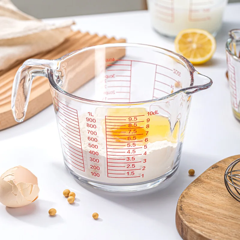 1000ML Measuring Cups High Temperature Resistant Baking Glass Measuring Cup with Scale Home Kitchen Baking Tools