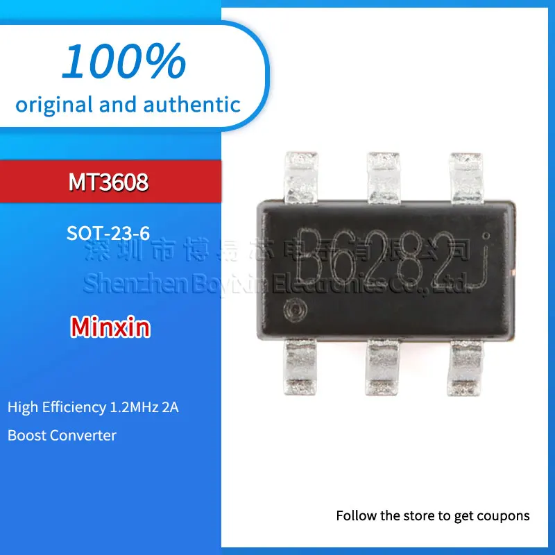 10pcs Original genuine MT3608 SOT-23-6 high efficiency 1.2MHz 2A boost converter