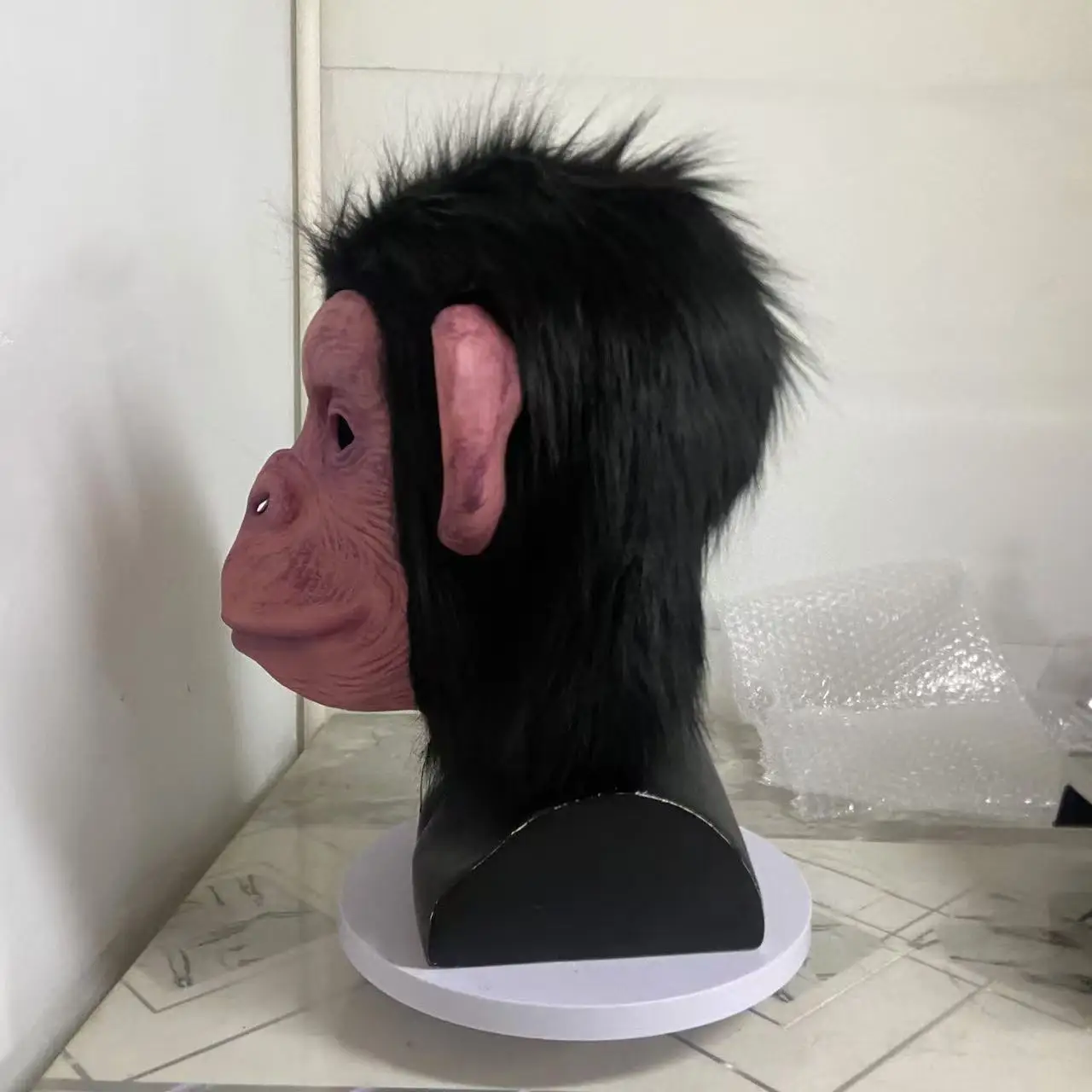 Máscara de Animal realista, mono con orejas grandes con peluca, máscaras de látex, accesorios para la cabeza, accesorios para disfraz de Cosplay, accesorios para decoraciones de fiesta