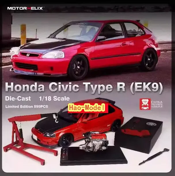 MH 1:18 For Honda Civic Type-R EK9 Alloy Diecast Model Car Kids Toys Boys Birthday Gifts Hobby Display Collection Ornaments Red