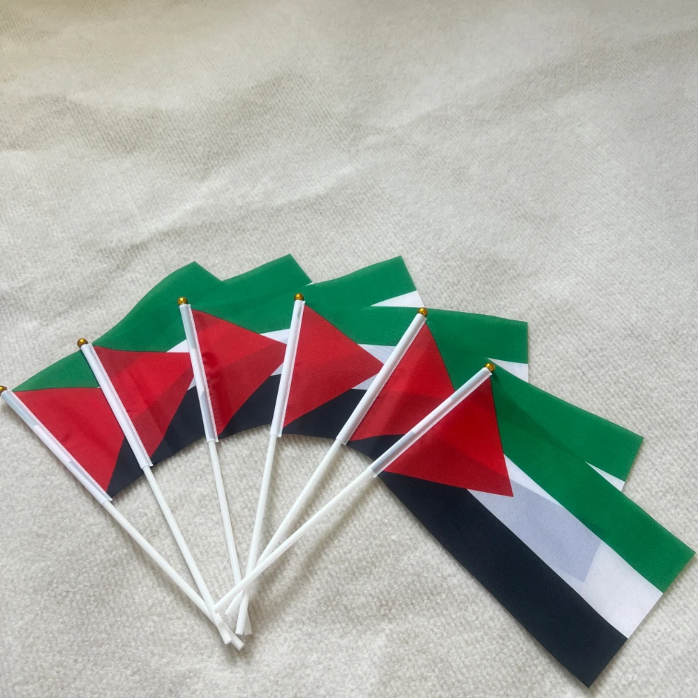 Bandera Palestina poliéster resistente con asta para manifestaciones