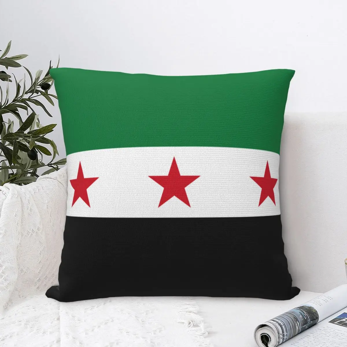 Syria Flag Square Pillow Cases The Syrian Arab Republic Cushion Cover Vintage Zipper Decor Throw Pillow Case Cover for Sofa