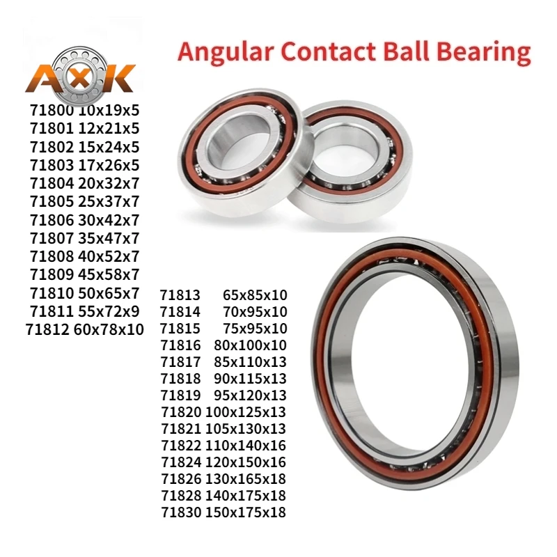 single Row High Speed Angular Contact Ball Bearing 71800 71801 71802 71803 71804 71805 71806 71807 71808C AC