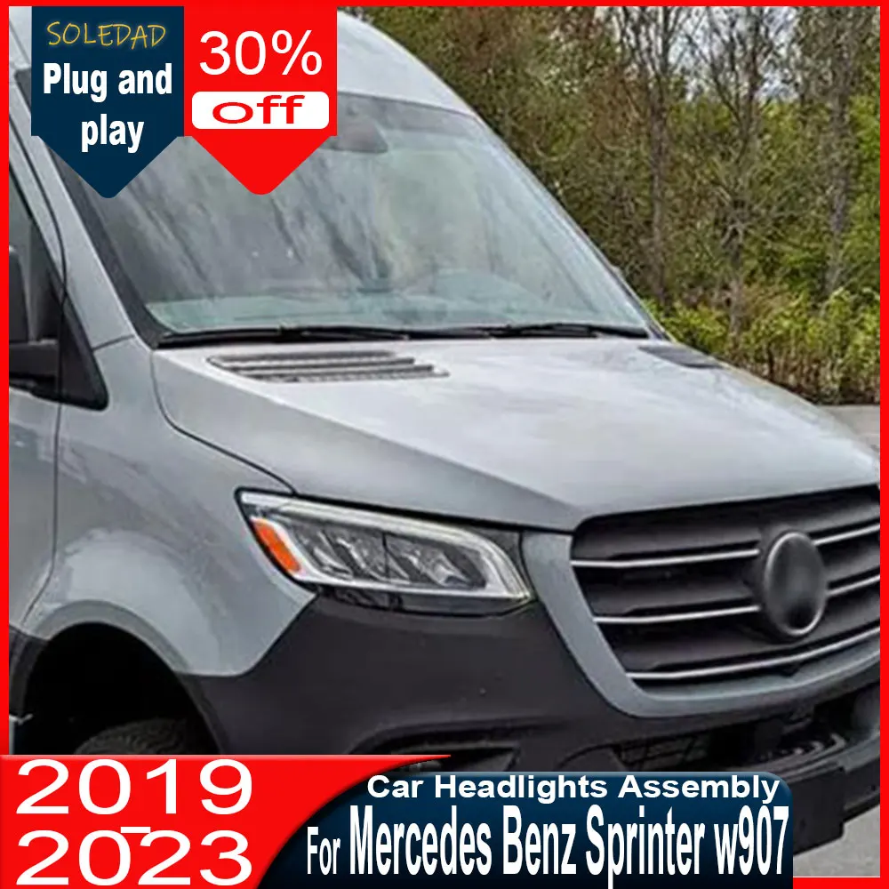 

Фара для Mercedes-Benz Sprinter W907 2019-2024, светодиодный проектор, дневные ходовые огни, аксессуары