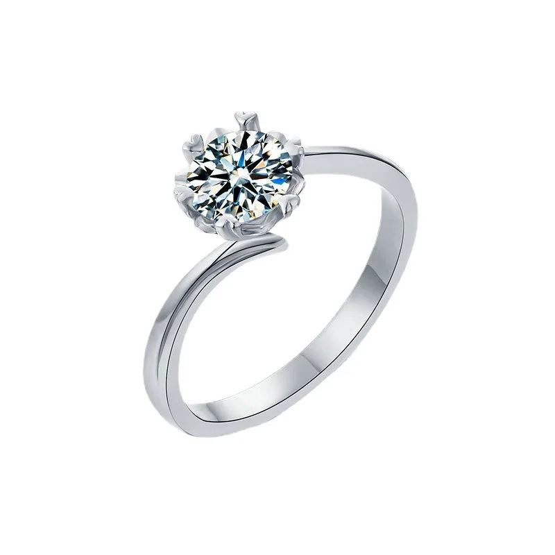 Snowflake Twisted Band Ring 2ct Moissanite Women's PT950 Platinum-2ct snowflake twisted face,low-key luxury,office wear standout