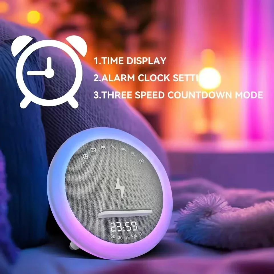 White Noise Multifunctional Speaker LED Display Screen Caixa De Som Bluetooth Speakers Clock Alarm Timer 15W Wireless Charging